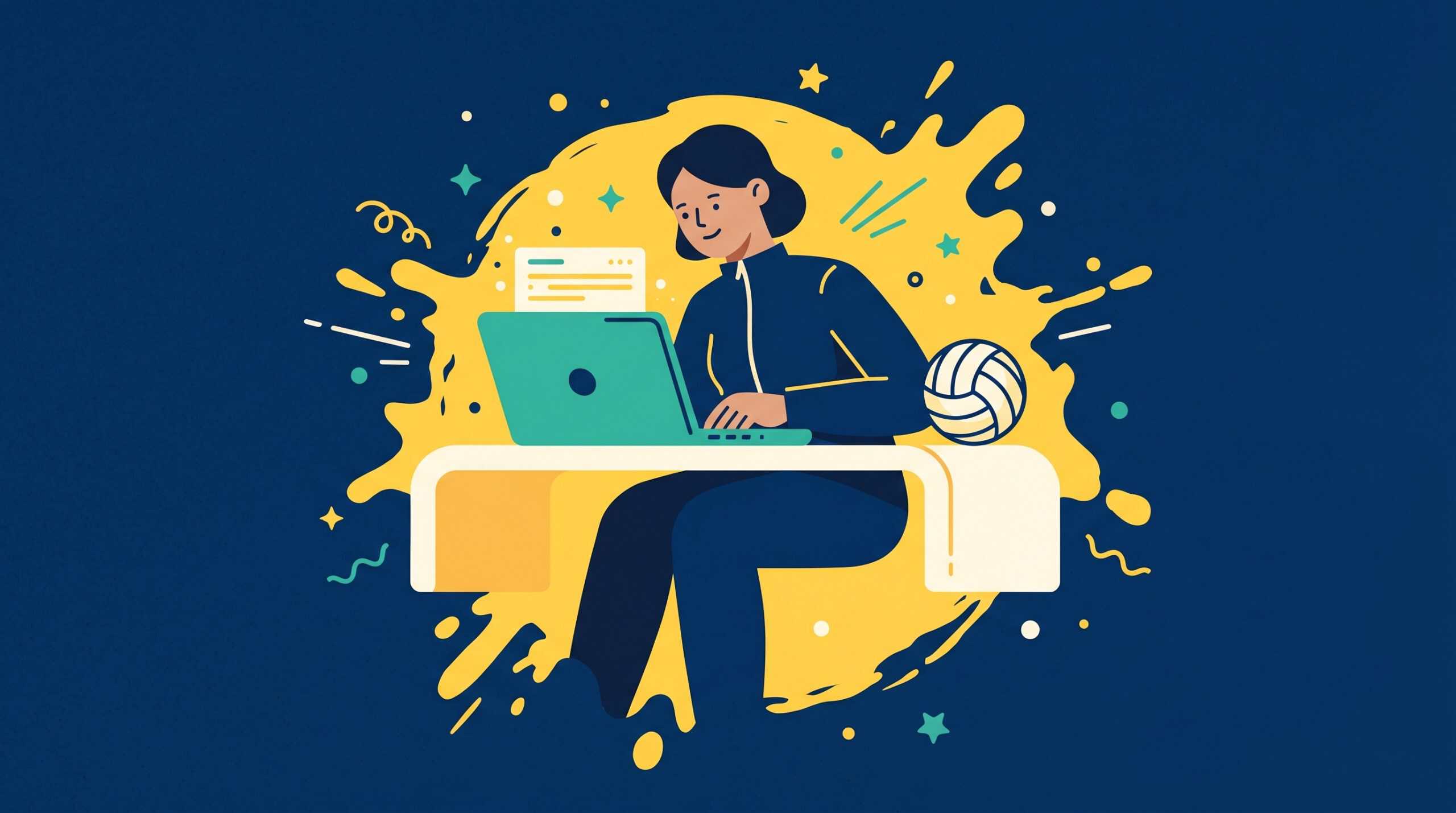 A college coach reading a recruit email on her laptop.